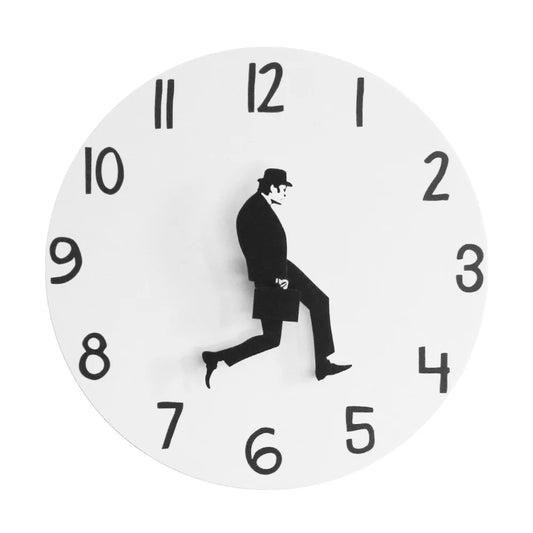 Plastic Antique Style British Comedy Inspired Ministry Of Silly Walk Printed Wall Clocks/Colors-White/Purple/Red/Blue/Black