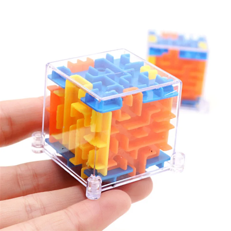 100 Steps Clear Transparent Plastic Mini 3D Sudoku Puzzle Labyrinth Maze Square Cube Steel Balls Game Toys/Ages: 2-18 Years Old Adults/Colors-Blue/Orange/Yellow/White/Multicolor//