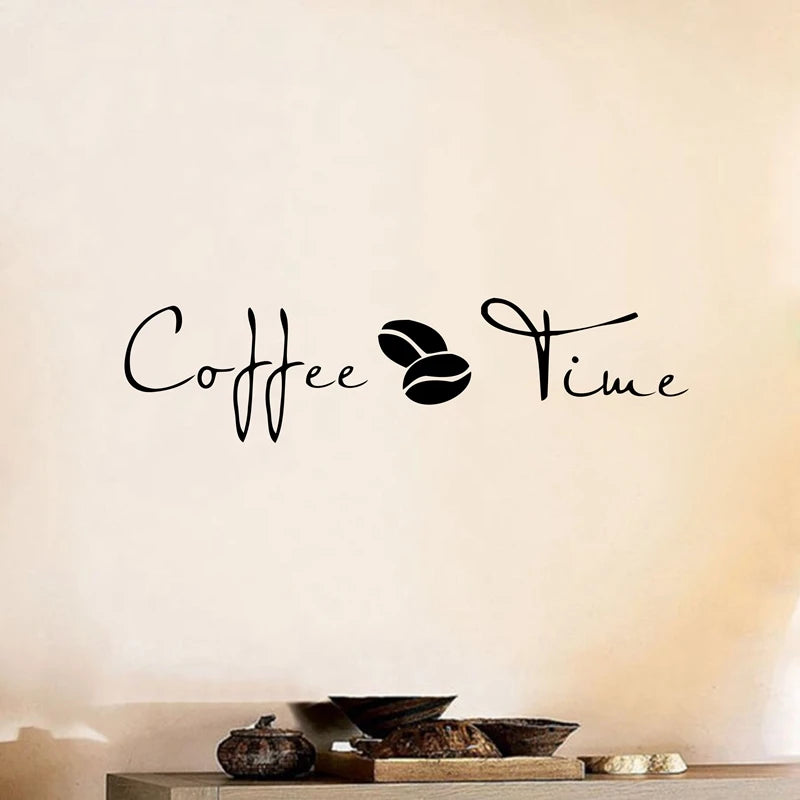 WALL's TALE Modern Art Shanghai Place Vinyl Coffee Time Wall Home Decor Decals/Colors-Brown/ Black/ Red/Size: 48x12cm/72x18cm