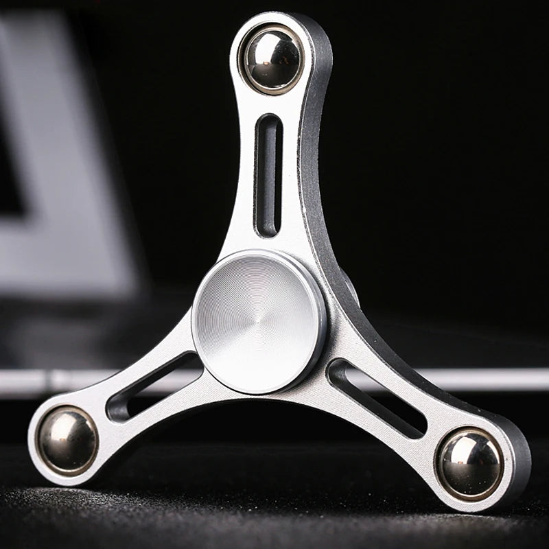 MUQGEW Kids-Adults All-Metal Anti-Stress Autism-ADHD Tri-Spinner Fidget Hand Toys/ Ages: 3-15 Years Old + Older/Colors-Gold/Black/Silver/Blue/Pink