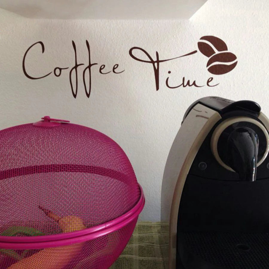 WALL's TALE Modern Art Shanghai Place Vinyl Coffee Time Wall Home Decor Decals/Colors-Brown/ Black/ Red/Size: 48x12cm/72x18cm