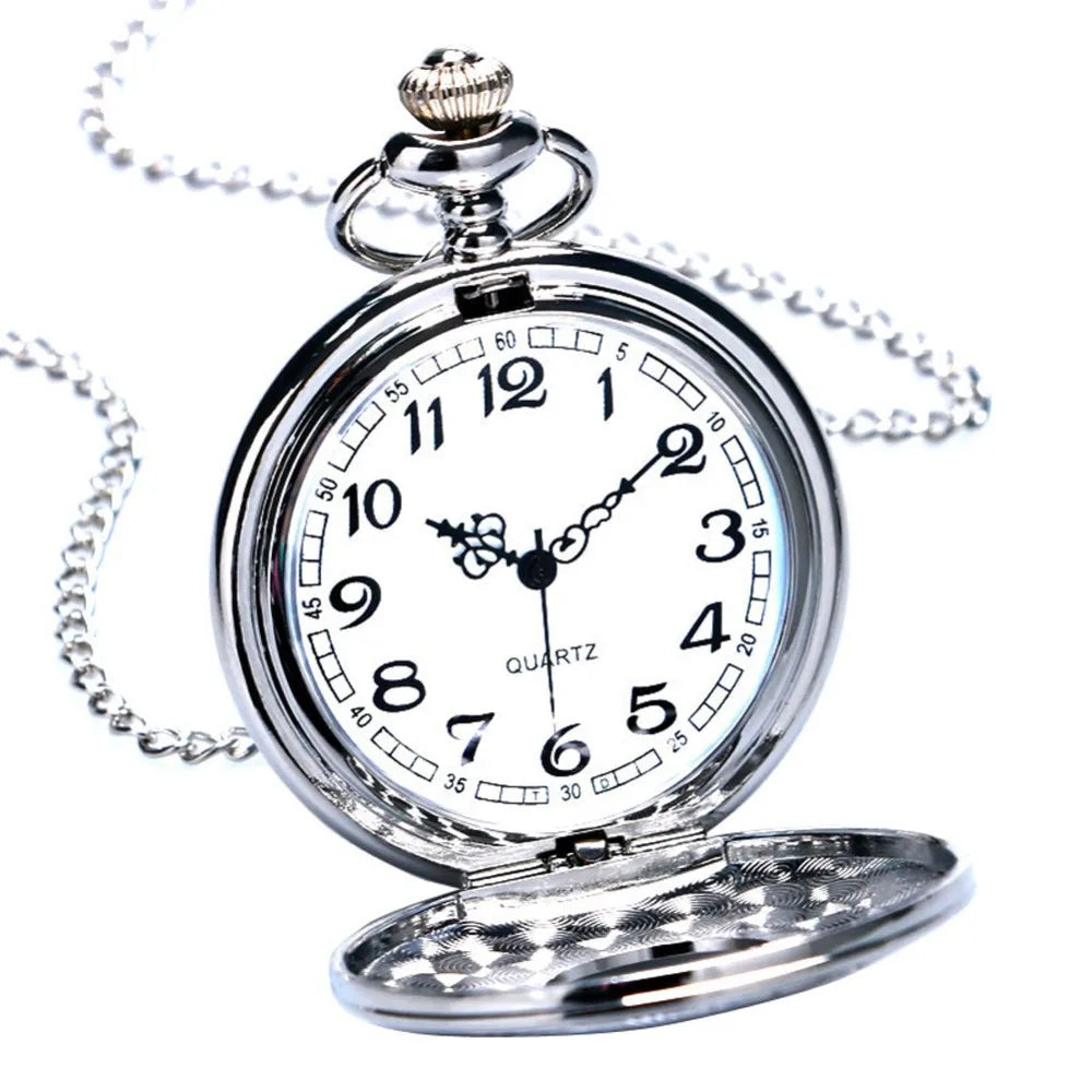 YISUYA Adults Men Antique Quartz Acrylic Face Round Shaped Metal Alloy Case Black Roman Numeral Steampunk Black Necklace Chain-Pocket Watches /Colors-Black/Gold/Silver/Bronze