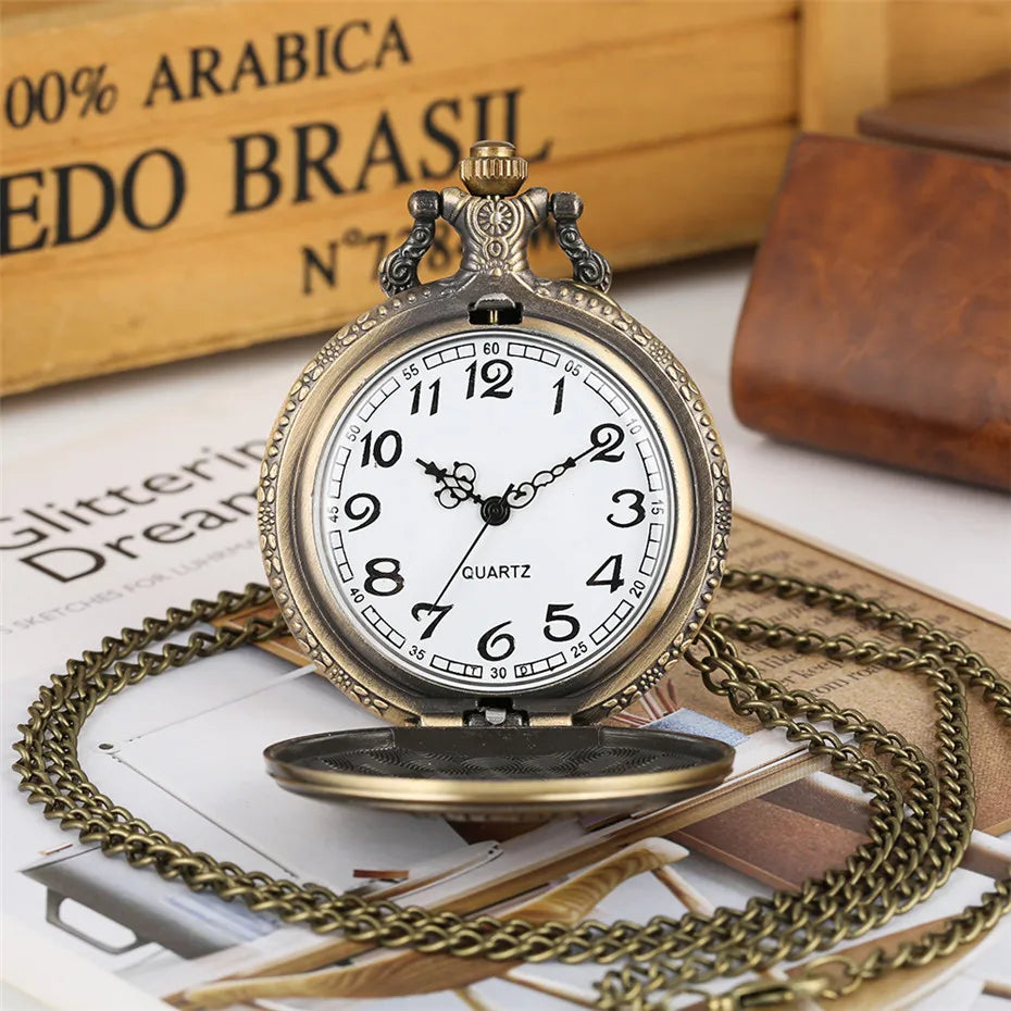 YISUYA Adults Unisex Retro Quartz Metal Alloy Round Shaped Case Analog Display Acrylic Face Bronze Antique 1903 Mercedes Steampunk Classic Car Necklace Chain-Pocket Watches