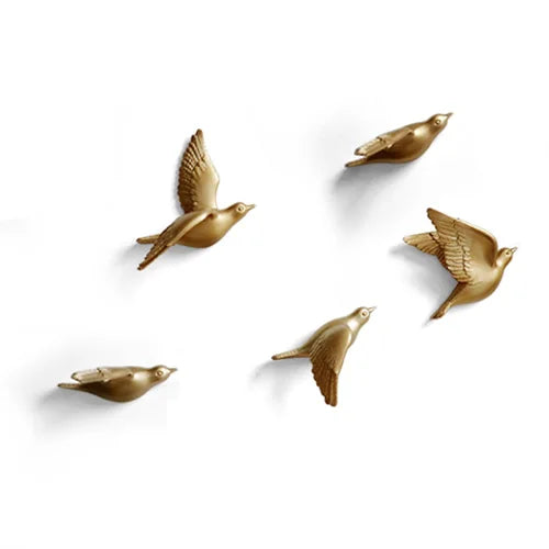 No-EN-Name-Null Modern Hand Painted White 3D Flying Birds In The Sky Single Resin Wall Mounted One-Piece Home Decor Decals/Requires Glass-Masking Glue/Colors-White/Gold/Red/Bronze