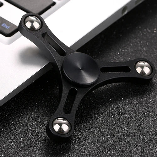 MUQGEW Kids-Adults All-Metal Anti-Stress Autism-ADHD Tri-Spinner Fidget Hand Toys/ Ages: 3-15 Years Old + Older/Colors-Gold/Black/Silver/Blue/Pink