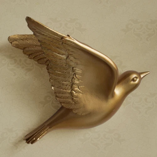 No-EN-Name-Null Modern Hand Painted White 3D Flying Birds In The Sky Single Resin Wall Mounted One-Piece Home Decor Decals/Requires Glass-Masking Glue/Colors-White/Gold/Red/Bronze