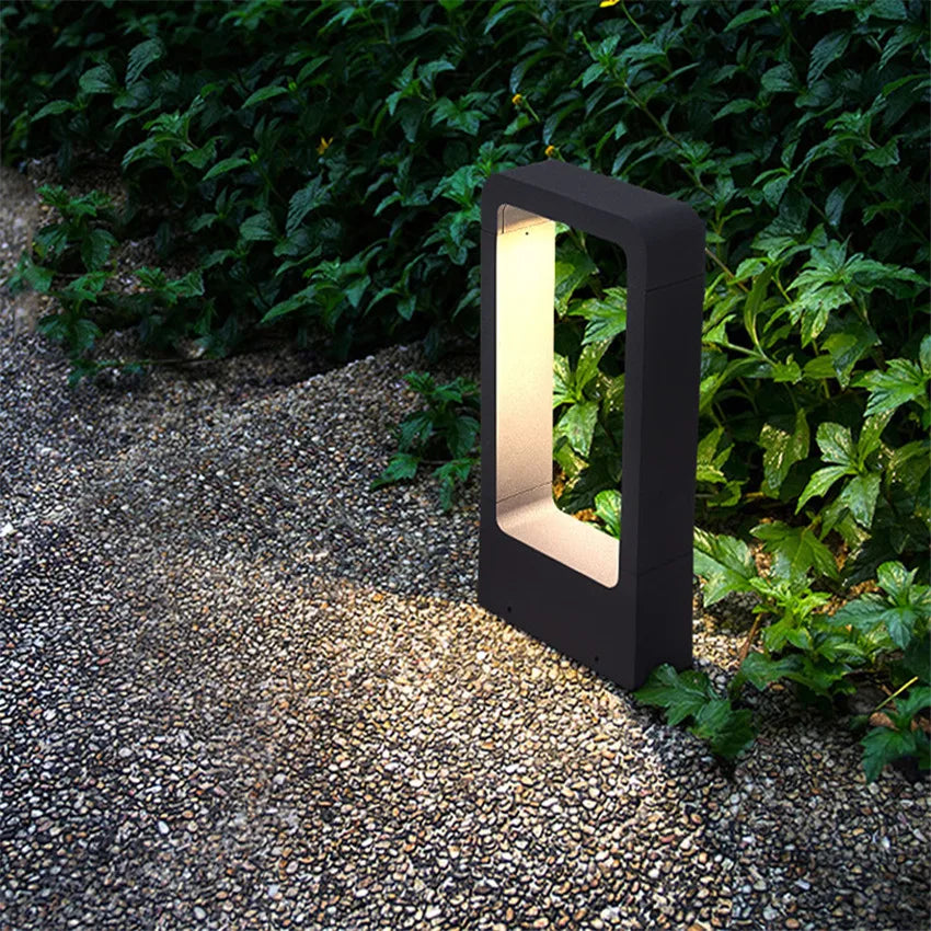 ARCATECH Modern Outdoor Small-Tall Large Rectangle Shaped Industrial Waterproof Black Aluminum Body AC-Powered Daylight-Cool White LED Pathway Landscape Lights/Colors-Black/Silver/Gray/White/Bronze