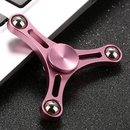 MUQGEW Kids-Adults All-Metal Anti-Stress Autism-ADHD Tri-Spinner Fidget Hand Toys/ Ages: 3-15 Years Old + Older/Colors-Gold/Black/Silver/Blue/Pink