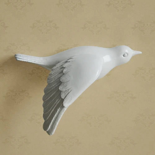 No-EN-Name-Null Modern Hand Painted White 3D Flying Birds In The Sky Single Resin Wall Mounted One-Piece Home Decor Decals/Requires Glass-Masking Glue/Colors-White/Gold/Red/Bronze