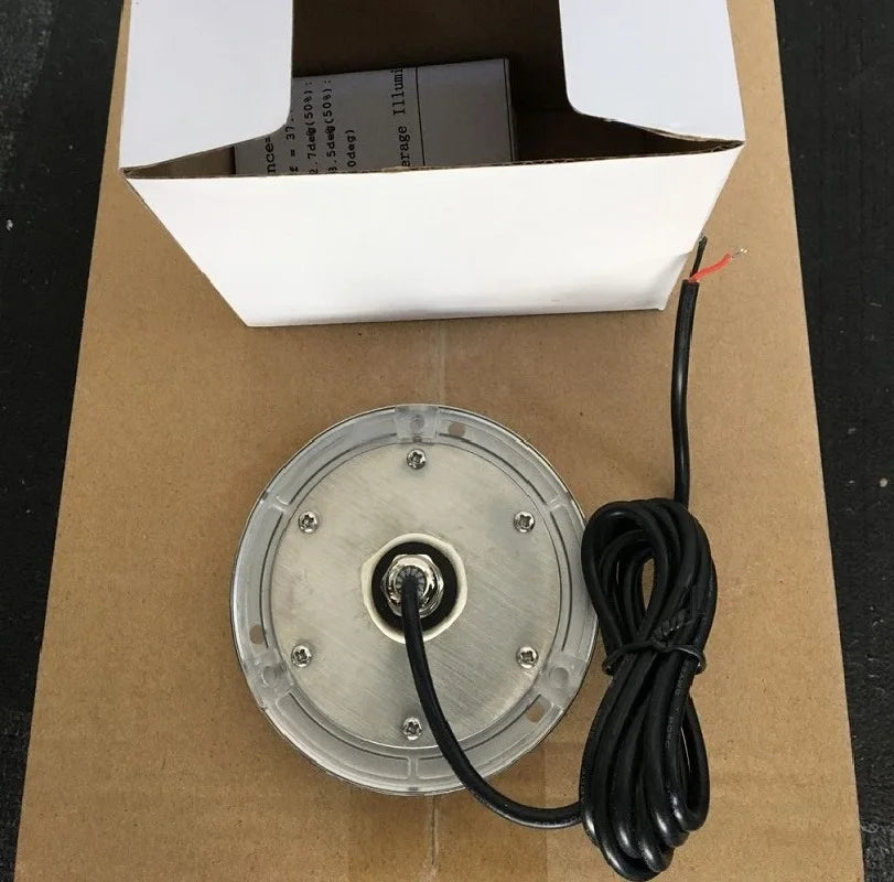 TOPMONKING Outdoor Round Silver Stainless Steel Body DC-Powered Waterproof Six Cool Blue-White Lumens LED Fresh Water-Sea Underwater Lights