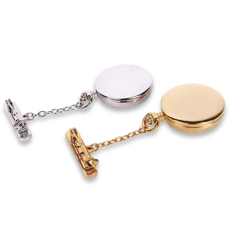 ALK VISION Adult Women Waterproof Japan Quartz Silver-Rose Gold Round Shaped Calendar Date-Analog Display Arabic Numeral Plastic Face Acrylic-Zinc Metal Alloy Case Nurse-Doctor IPS Silver Plated Metal Pin Band Fob Pocket Watches