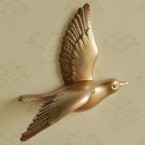 No-EN-Name-Null Modern Hand Painted White 3D Flying Birds In The Sky Single Resin Wall Mounted One-Piece Home Decor Decals/Requires Glass-Masking Glue/Colors-White/Gold/Red/Bronze