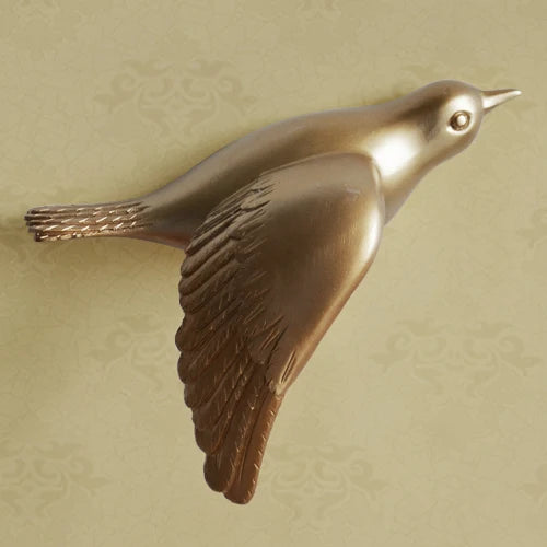 No-EN-Name-Null Modern Hand Painted White 3D Flying Birds In The Sky Single Resin Wall Mounted One-Piece Home Decor Decals/Requires Glass-Masking Glue/Colors-White/Gold/Red/Bronze