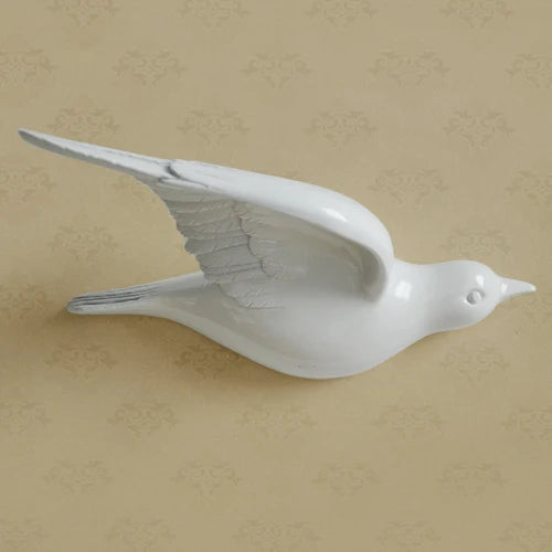 No-EN-Name-Null Modern Hand Painted White 3D Flying Birds In The Sky Single Resin Wall Mounted One-Piece Home Decor Decals/Requires Glass-Masking Glue/Colors-White/Gold/Red/Bronze