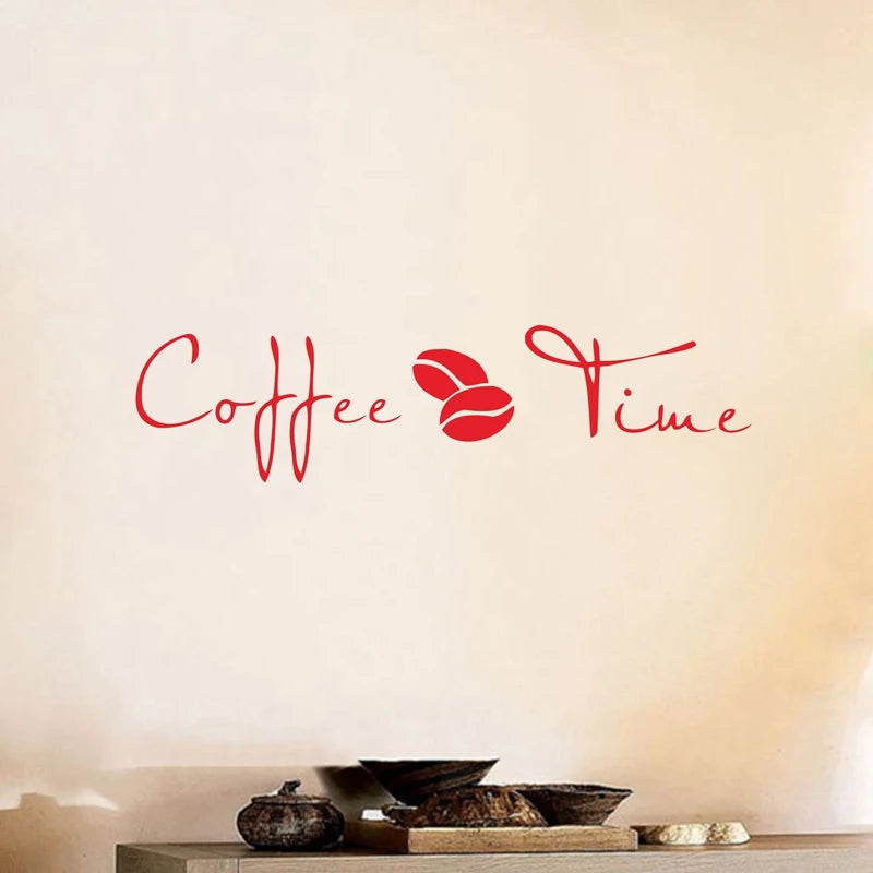 WALL's TALE Modern Art Shanghai Place Vinyl Coffee Time Wall Home Decor Decals/Colors-Brown/ Black/ Red/Size: 48x12cm/72x18cm