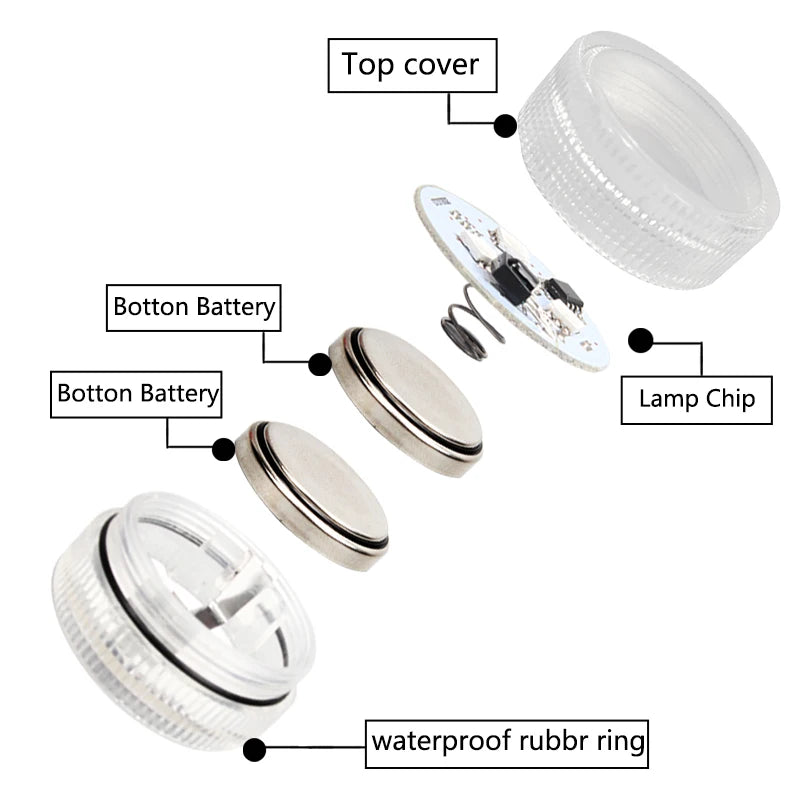WHATOOK Outdoor Waterproof Remote Control Clear Multicolor Round Shaped Plastic Body Warm White 5 LED Bulbs Battery Powered RGB Submersible Underwater Swimming Pool Floating-Submersible Lights