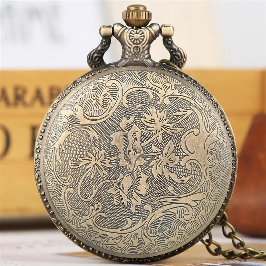 YISUYA Adults Unisex Retro Quartz Metal Alloy Round Shaped Case Analog Display Acrylic Face Bronze Antique 1903 Mercedes Steampunk Classic Car Necklace Chain-Pocket Watches