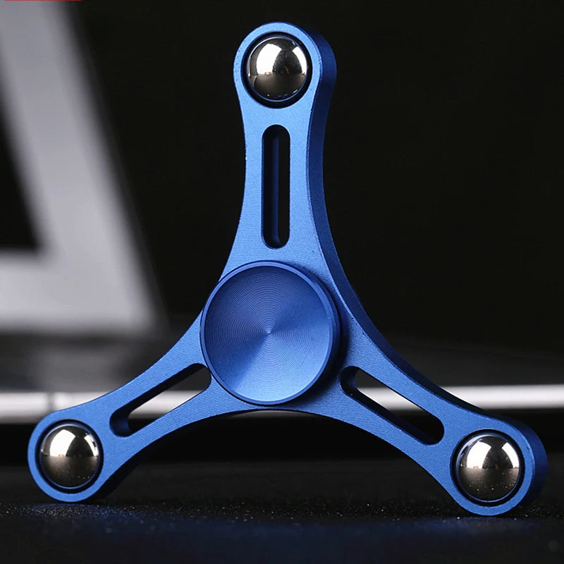 MUQGEW Kids-Adults All-Metal Anti-Stress Autism-ADHD Tri-Spinner Fidget Hand Toys/ Ages: 3-15 Years Old + Older/Colors-Gold/Black/Silver/Blue/Pink