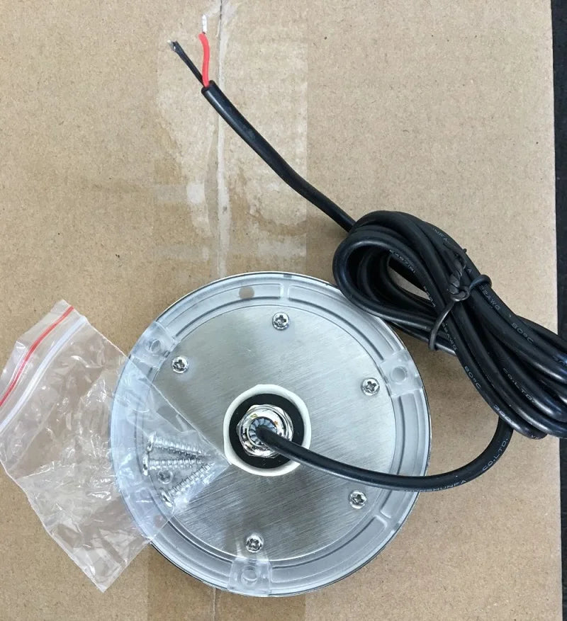 TOPMONKING Outdoor Round Silver Stainless Steel Body DC-Powered Waterproof Six Cool Blue-White Lumens LED Fresh Water-Sea Underwater Lights