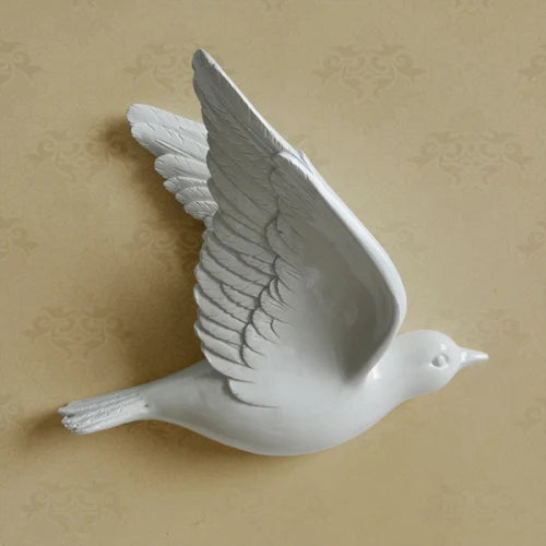 No-EN-Name-Null Modern Hand Painted White 3D Flying Birds In The Sky Single Resin Wall Mounted One-Piece Home Decor Decals/Requires Glass-Masking Glue/Colors-White/Gold/Red/Bronze