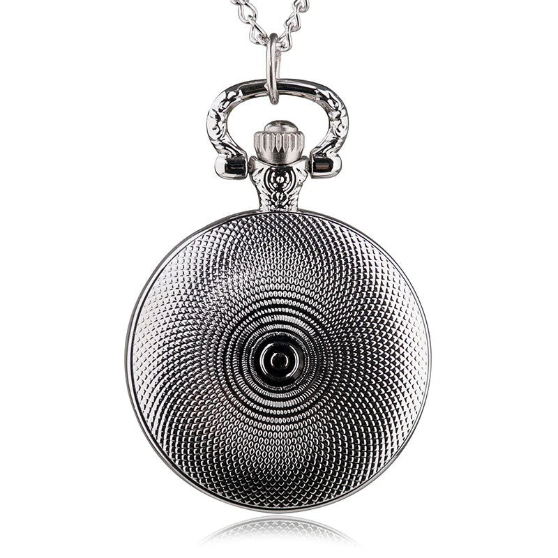 SHUHANG Adults Vintage Imitation Bubbled Front Plastic Face Quartz Analog Display Round Silver Stainless Steel Metal Case Black-White Elvis Presley Signed Picture Design Necklace Chain-Pocket Watches/Colors-Silver/White/Black/Geometric