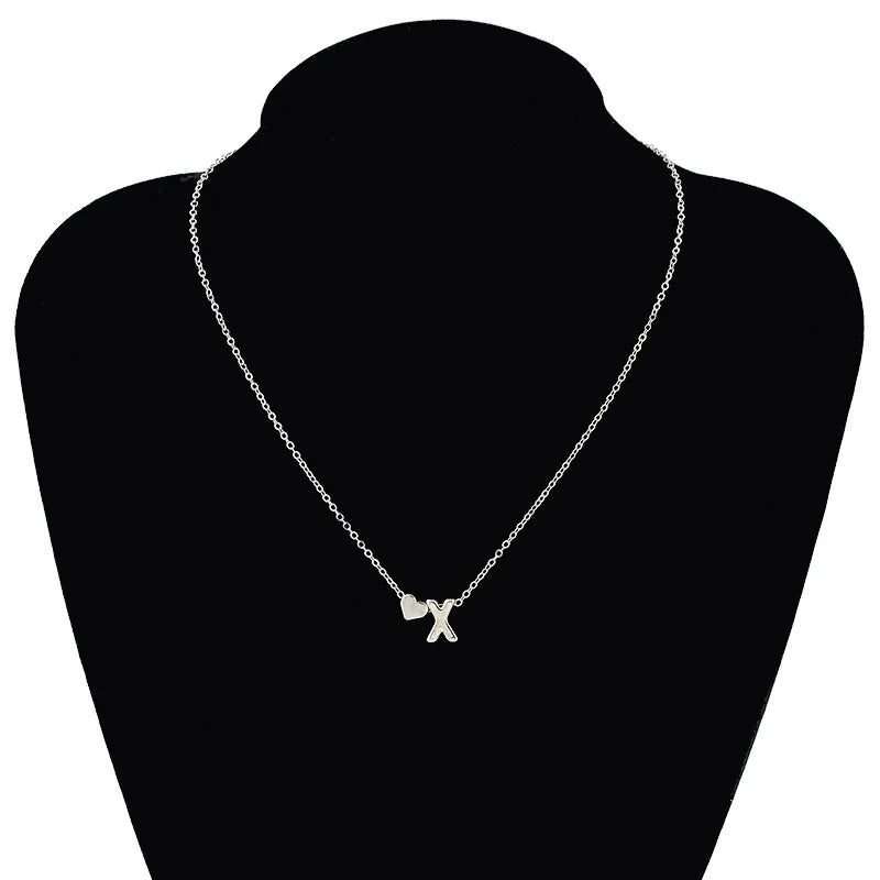 FSUNION Women 18k Gold-Silver-Plated Brass Metal Geometric Tiny Heart-First-Name-Letter-Initial Snake Link Chain Fine Imitation Necklaces