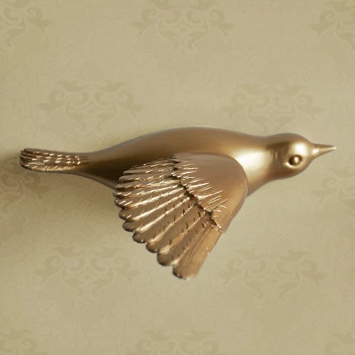No-EN-Name-Null Modern Hand Painted White 3D Flying Birds In The Sky Single Resin Wall Mounted One-Piece Home Decor Decals/Requires Glass-Masking Glue/Colors-White/Gold/Red/Bronze