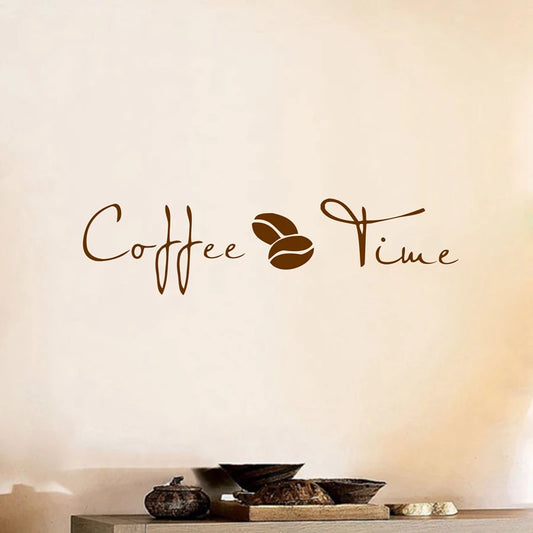 WALL's TALE Modern Art Shanghai Place Vinyl Coffee Time Wall Home Decor Decals/Colors-Brown/ Black/ Red/Size: 48x12cm/72x18cm