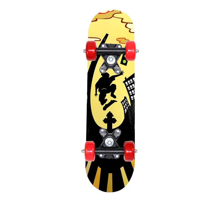 PENGGUE Kids Outdoor Double-Sided Cartoon Dinosaur-Spiderman Longboard Marple Wood-Nylon PVC-Metal  Double Rocker Skateboards/Ages: 2-8 Years Old /Colors-Blue/Black/Red/Multicolor/Animal/Plastic Wheels