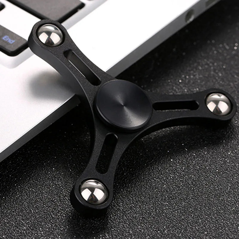 MUQGEW Kids-Adults All-Metal Anti-Stress Autism-ADHD Tri-Spinner Fidget Hand Toys/ Ages: 3-15 Years Old + Older/Colors-Gold/Black/Silver/Blue/Pink