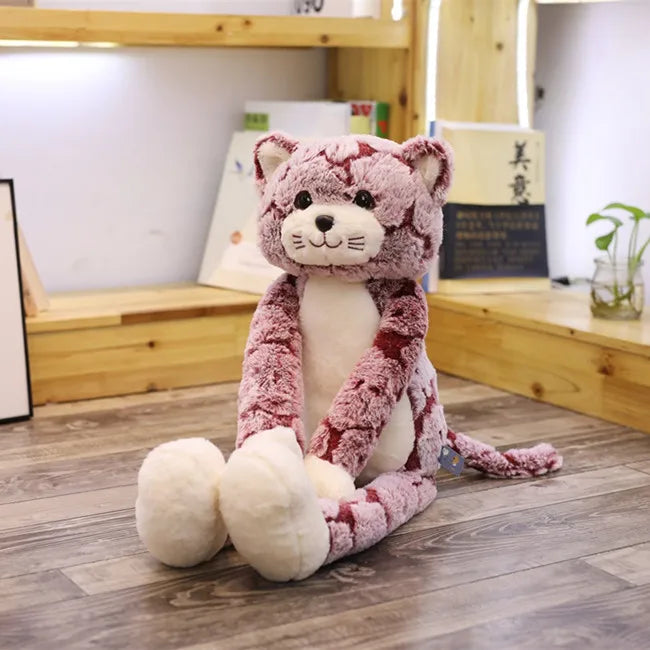 GFNANHAI Adults Kawaii Soft Plush Fluffy Polyester Cotton Fabric Long Leg Brown Cat Shaped Stuffed Animals Toys/18 Years Old +/Colors-Red/Brown/Gray/Checkered/Striped /Heights: 50 cm/ 70cm /90cm