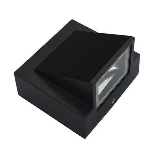 EE'S Modern Outdoor Waterproof Cool-Warm White LED Up-Down Black Square Glass Face-Brushed Nickel Aluminum Metal Body AC-Powered Courtyard Wall Landscape Pathway Lighting /Colors-Black/Gray/Silver/White