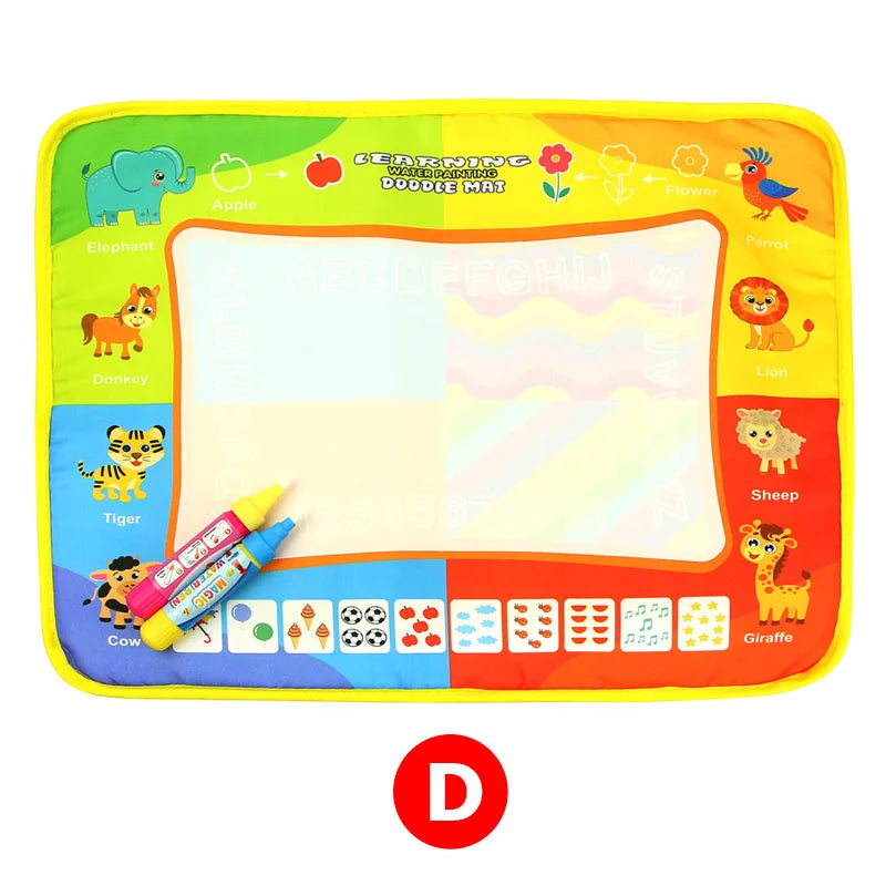 COOLPLAY Kids Double-Waterproof Multicolor Rectangle Soft Polyester Fabric TC Cotton Cloth Magic Animal Themes Rainbow Water Ink Learning Drawing Board Mats Toy Drawing Tablets /2 Pens/Just Add Water/Multicolor/Animal/Ages: 3-12 Years Old-Older