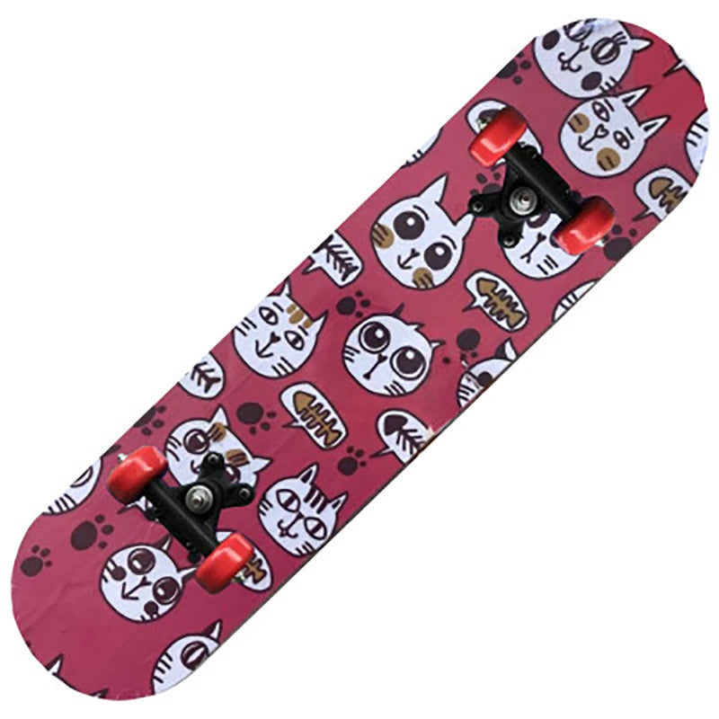 PENGGUE Kids Outdoor Double-Sided Cartoon Dinosaur-Spiderman Longboard Marple Wood-Nylon PVC-Metal  Double Rocker Skateboards/Ages: 2-8 Years Old /Colors-Blue/Black/Red/Multicolor/Animal/Plastic Wheels