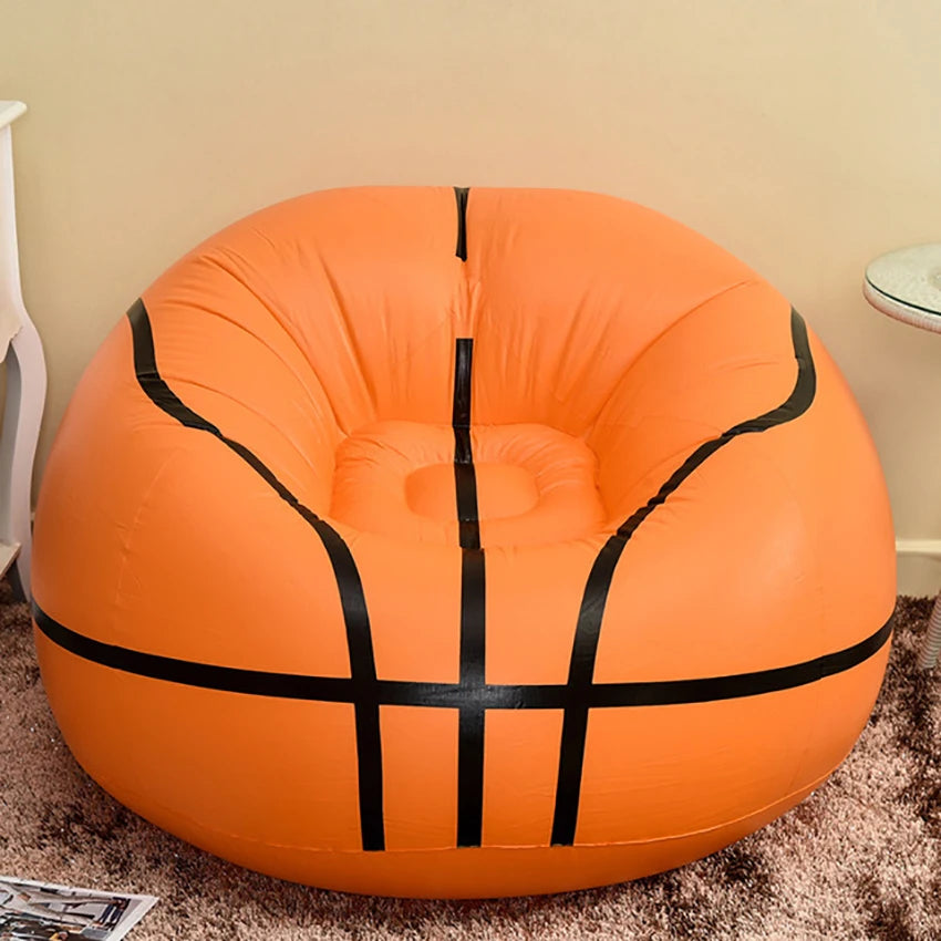 ZJMZYM Modern Indoor Soccer Ball-Basketball Sport Theme Round Shaped Vinyl Upholstery Inflatable Durable PVC Plastic PS Synthetic Multicolor Polyester One Person Lazy Bean Bag Chairs /Colors-Orange/Black/White/Multicolor/Geometric