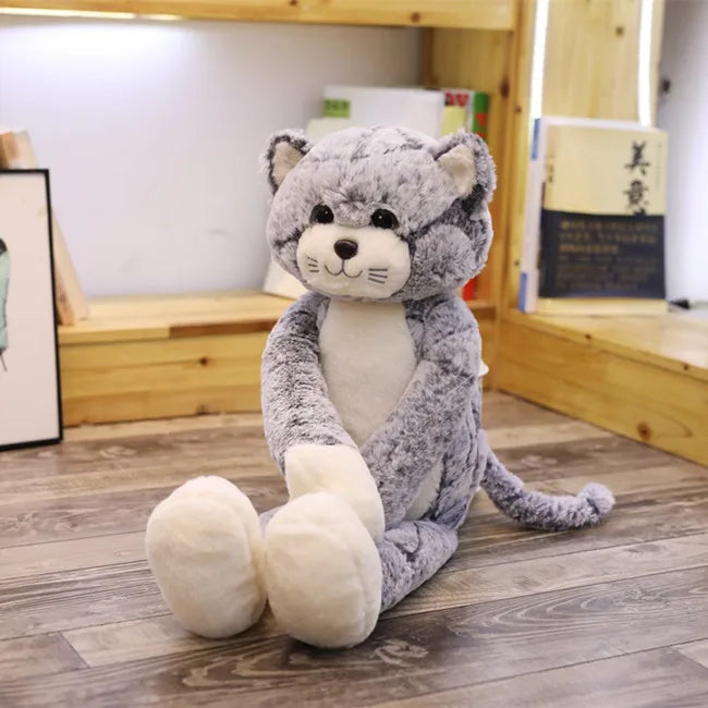 GFNANHAI Adults Kawaii Soft Plush Fluffy Polyester Cotton Fabric Long Leg Brown Cat Shaped Stuffed Animals Toys/18 Years Old +/Colors-Red/Brown/Gray/Checkered/Striped /Heights: 50 cm/ 70cm /90cm