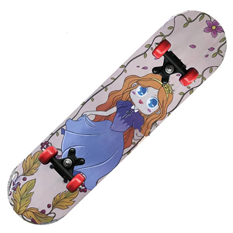 PENGGUE Kids Outdoor Double-Sided Cartoon Dinosaur-Spiderman Longboard Marple Wood-Nylon PVC-Metal  Double Rocker Skateboards/Ages: 2-8 Years Old /Colors-Blue/Black/Red/Multicolor/Animal/Plastic Wheels