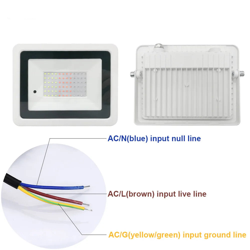 APRILLIGHT Outdoor Waterproof Remote Control Rectangle Aluminum Metal Body Black-White RGB LED Reflector Projector AC-Powered Wall-Mounted Flood-Spot Lights/Colors-White/Black/Multicolor/Watts: 20/30/50/100Watts