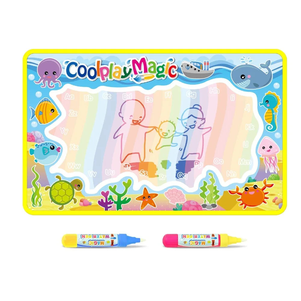 COOLPLAY Kids Double-Waterproof Multicolor Rectangle Soft Polyester Fabric TC Cotton Cloth Magic Animal Themes Rainbow Water Ink Learning Drawing Board Mats Toy Drawing Tablets /2 Pens/Just Add Water/Multicolor/Animal/Ages: 3-12 Years Old-Older