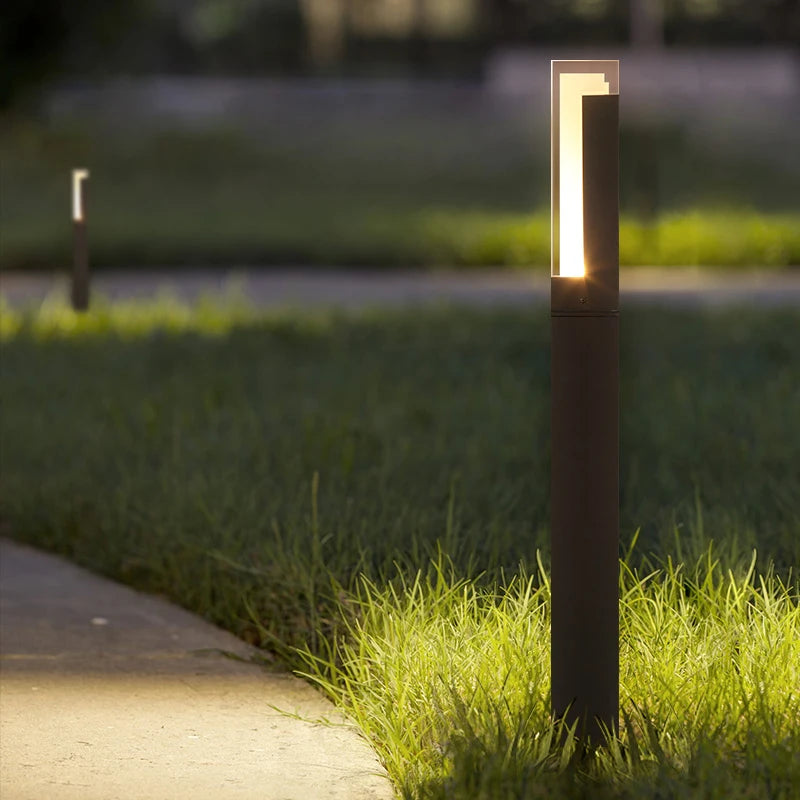 TIMULT Outdoor Waterproof AC-Powered 12V Black-White Long Rectangle Shaped Aluminum Body Warm-Cool White 10W LED Fixed Base Landscape Pathway Lights