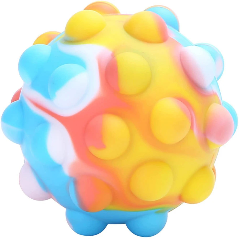 QLFAN Kids-Adults Safe-Tasteless Multicolor Silicone 3D Stress Relieving Squeeze Push Bubble Pop Bouncy Ball Sensory Toys / Ages: 3-18 Years Old + Older/Colors-Multicolor/Green/Yellow/Pink