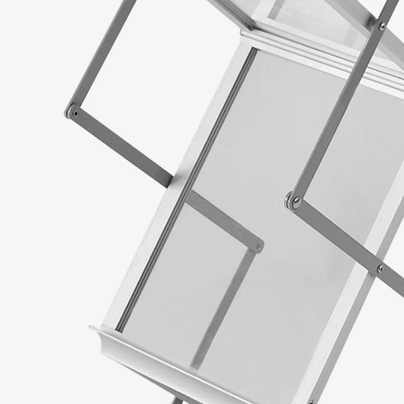 ENNJOI Modern 3-Tier Free-Standing Silver Aluminum Metal Framed Foldable Bookshelves Storage Magazine Rack Holders/ Size: W x L x H /25cm  x 35cm  x  149cm