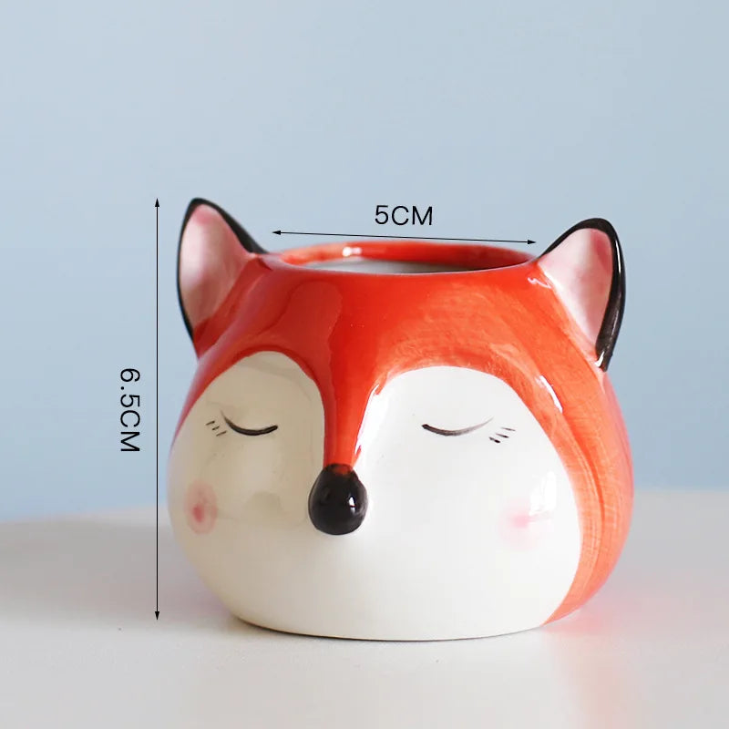 Ceramic Animal Potted Creative Cute Animal Succulent Plant Small Flower Pot Cute Desktop Art Ornaments Giraffe Panda Flower Vase