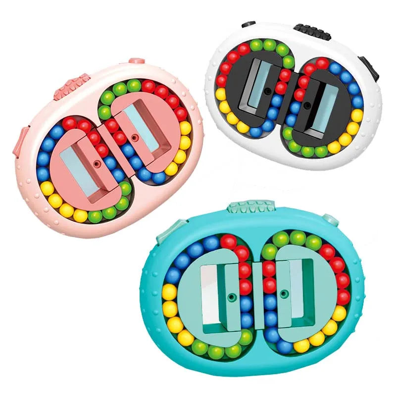 DATGO Parent-Child Interaction Mini Plastic Round Rectangle Shaped Sequential Educational Medium Hard Rotating Beads Fingertip  Mechanical Puzzles Toys/Ages: 12 Years Old + Older/ Colors-Multicolor/Blue/White/Pink