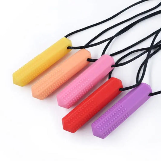 Baby Silicone Teether Necklaces/Ages: 1-2 Years Old/Colors-Yellow/Black/Red/Multicolor/Blue/Green/Pink