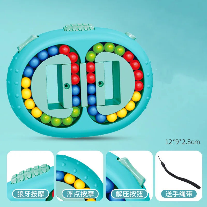 DATGO Parent-Child Interaction Mini Plastic Round Rectangle Shaped Sequential Educational Medium Hard Rotating Beads Fingertip  Mechanical Puzzles Toys/Ages: 12 Years Old + Older/ Colors-Multicolor/Blue/White/Pink