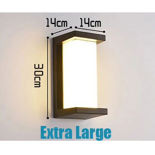 GAVT Outdoor Modern Waterproof EXTRA LARGE Black Rectangle Shaped Aluminum Metal Body Warm-Cool White LED Light Radar Motion Sensor Intelligent Light Control Wall Light Fixtures