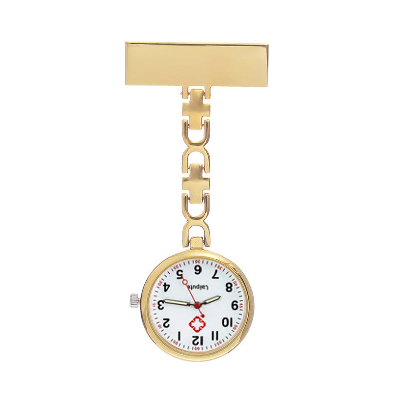 No-EN-Name-Null Gold-Silver Plated Round Metal Alloy Case Acrylic Face Lapel Pin Nurses Fob Pocket Watches