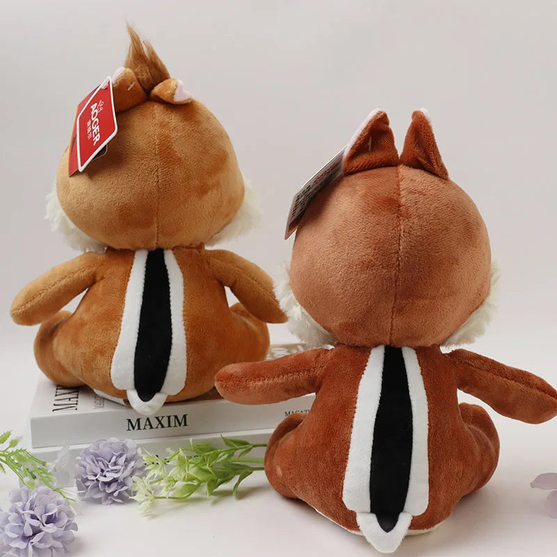 HEROCROSS 2 PCS Adults Disney's Chip-Dale Chipmunk Movie-TV Soft Plush Synthetic Polyester Fabric Brown-White Belly-Black Stripe On Back Stuffed Animal Toys Sets/Ages:18 Years Old-Adults /Colors-Brown/Animal/Black/Red/Yellow/White