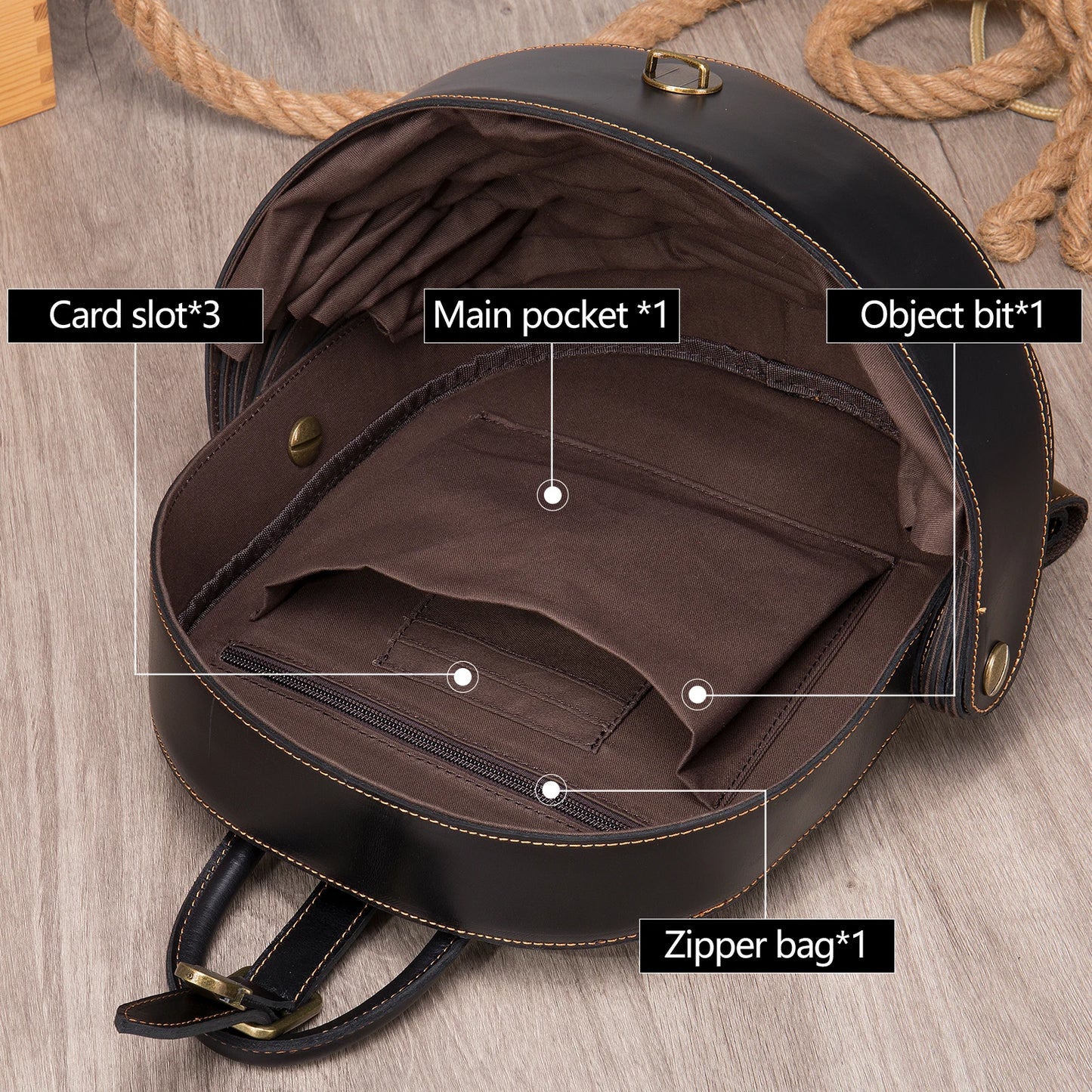 WESTAL Women Mini Round External Frame Beetle Shaped Red Genuine Leather Curve Back Support Polyester Zipper Lining Internal Pockets Built-In Tablet Compartment Shoulder Straps-Handle Anti-Theft Pockets Backpacks/Keychain Holder/Colors-Red/Black/Brown